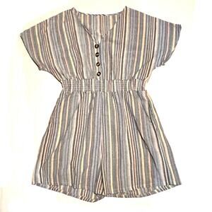 Boho Striped One Piece Romper Summer Outfit Women's L Large